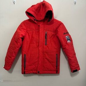 SYNC Kids Junior Blaster Ski Parka with a US Ski Team patch Size 8 Red
